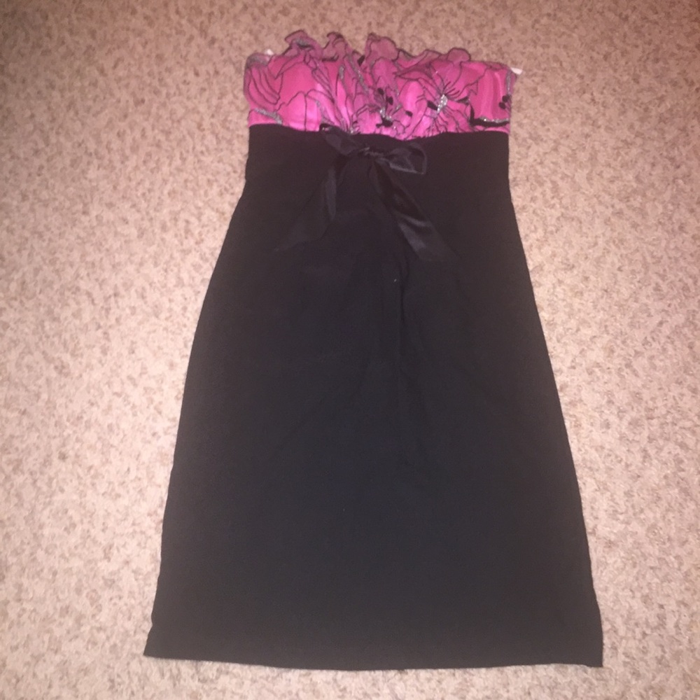 Pink and black pencil dress